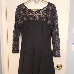 Black Chiffon and Lace Cocktail Dress, Size 8